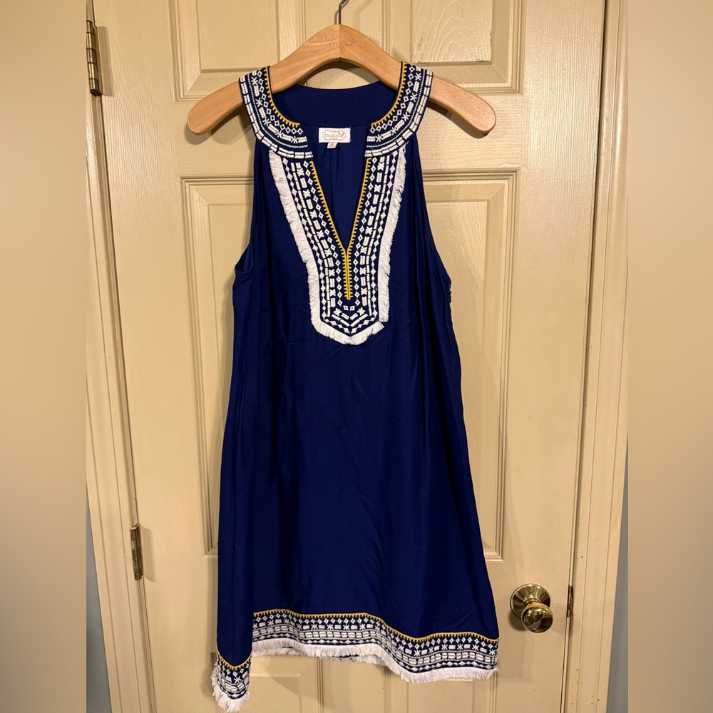 Mud Pie Navy Blue Embroidered Boho Women’s Dress size M